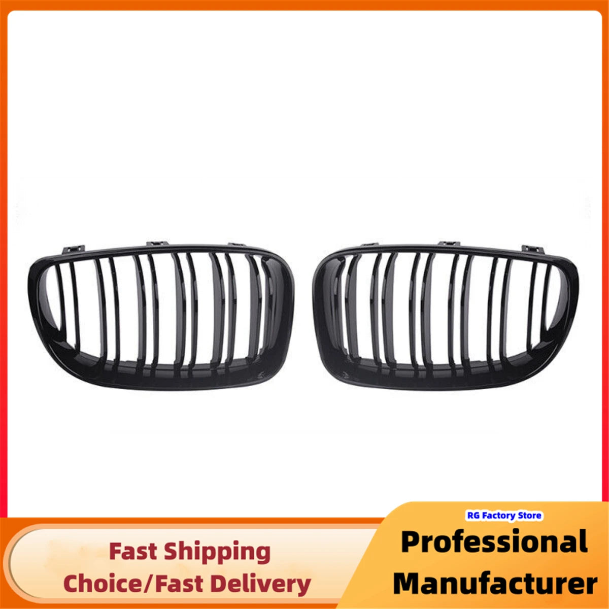Gloss Black Double Slat Kidney Grille for BMW E81 E82 E87 E88 128i 130i 2008–2013