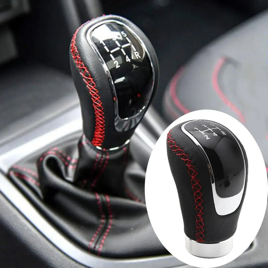Universal 5 6 Speed Leather Manual Gear Shift Knob Car Shifter Lever Gear Head
