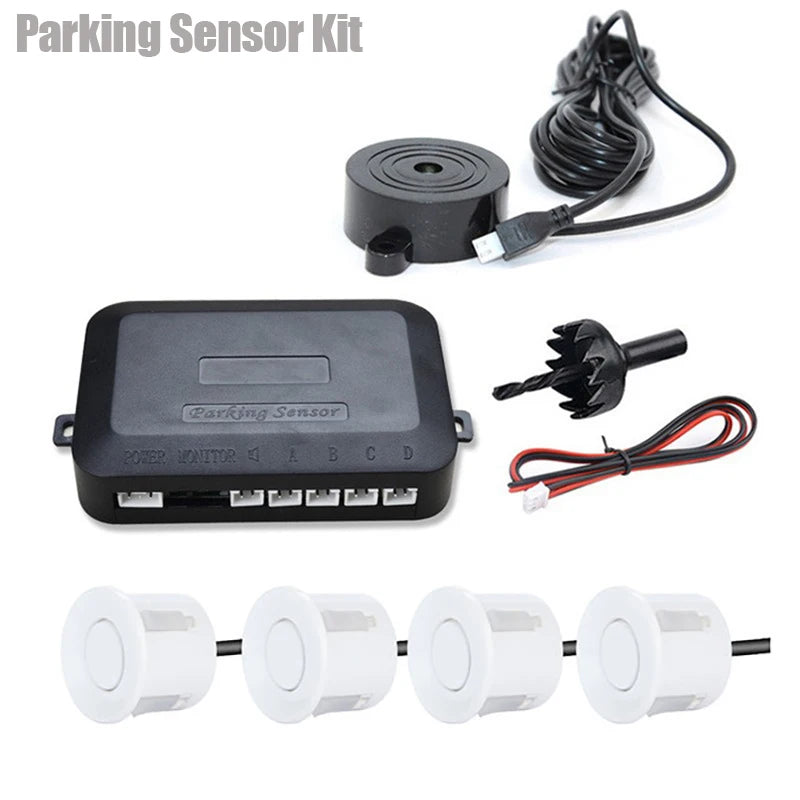 Risingon 12V Car Parking Sensor Kit 4 Sensors 22mm Reverse Backup Radar Buzzer