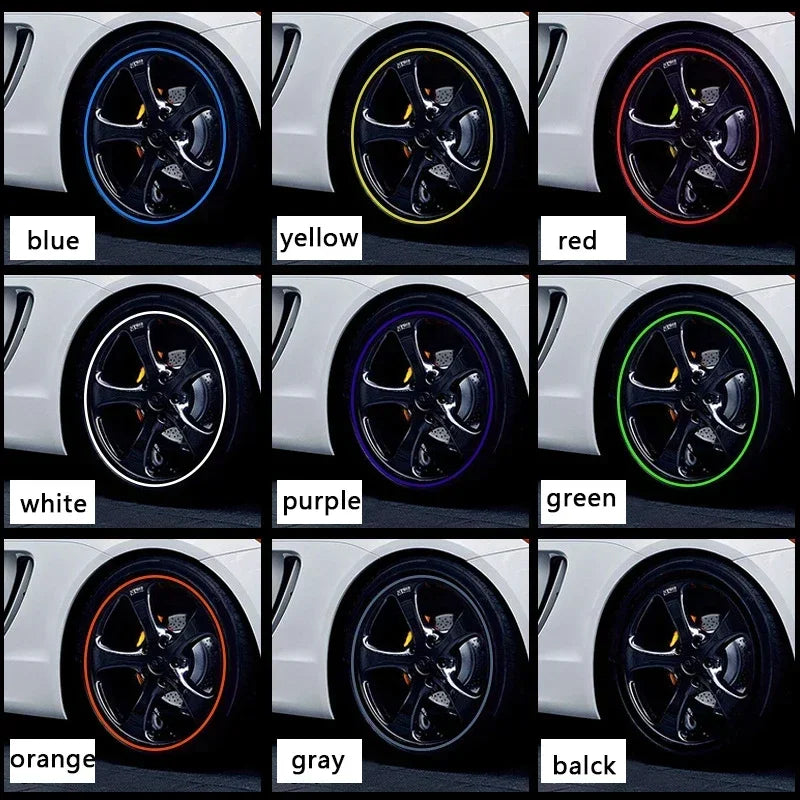 Car Wheel Rubber Protective Strip Rim Guard Trim Green Purple Black White Yellow Blue