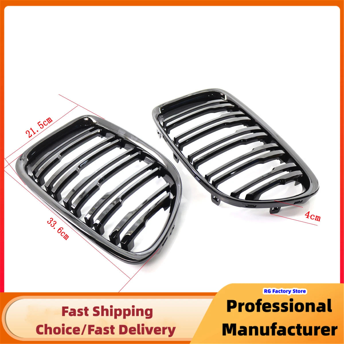 Gloss Black Double Slat Kidney Grille for BMW X1 E84 18i 20i 25i 28i 2009–2015