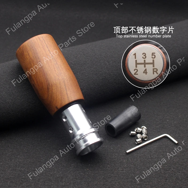 Wooden Gear Shift Knob Universal Manual Automatic 15mm Aperture 8/10/12mm