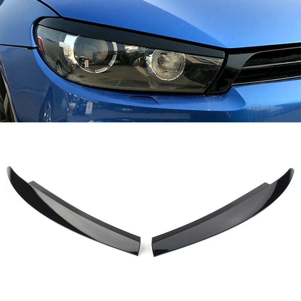 Gloss Black Headlight Eyebrow Eyelid Cover Trim for VW Scirocco 2009–2017