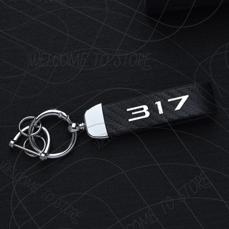 307 317 325 340 Keychain PU Leather Carbon Fiber Zinc Alloy Car Keyring