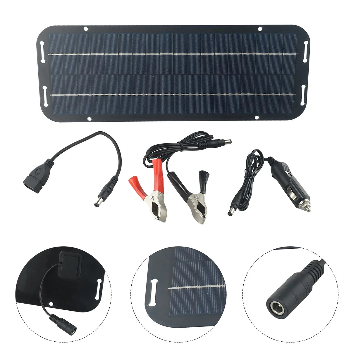 12V Monocrystalline Solar Battery Trickle Charger Panel Car Van Boat Power Kit