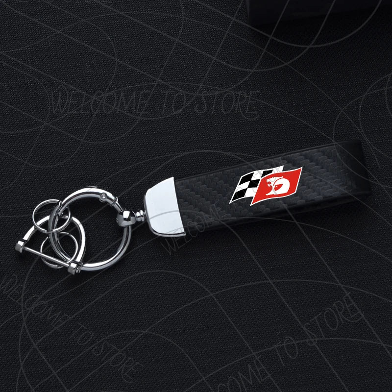 HSV Racing Logo Keychain PU Leather Carbon Fiber Zinc Alloy Keyring