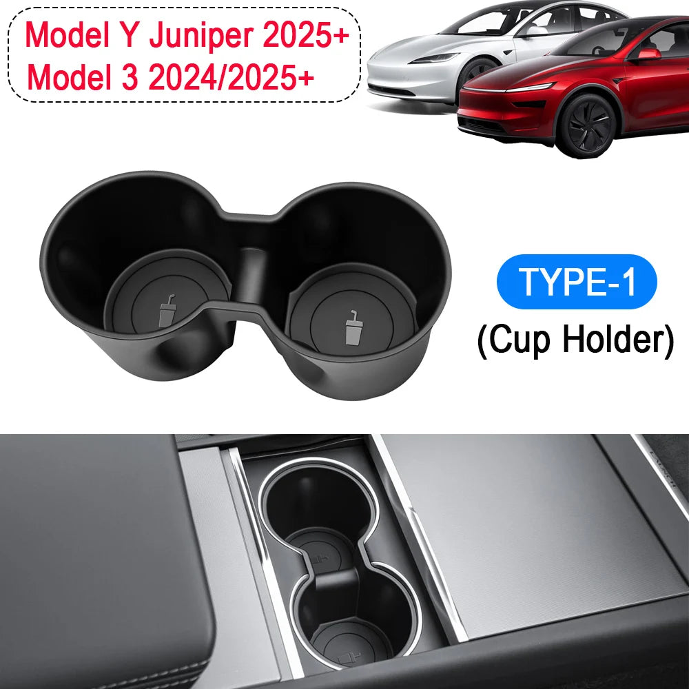 Center Console Cup Holder Insert for Tesla Model Y Juniper & Model 3 Highland 2025