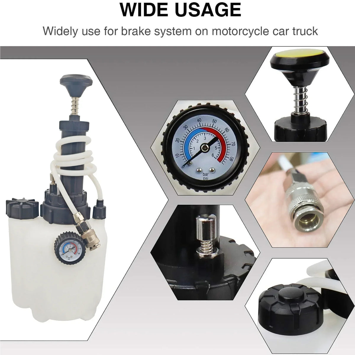 3L Manual Brake Fluid Bleeder Pump with Voltage Display Car Motorcycle Tool