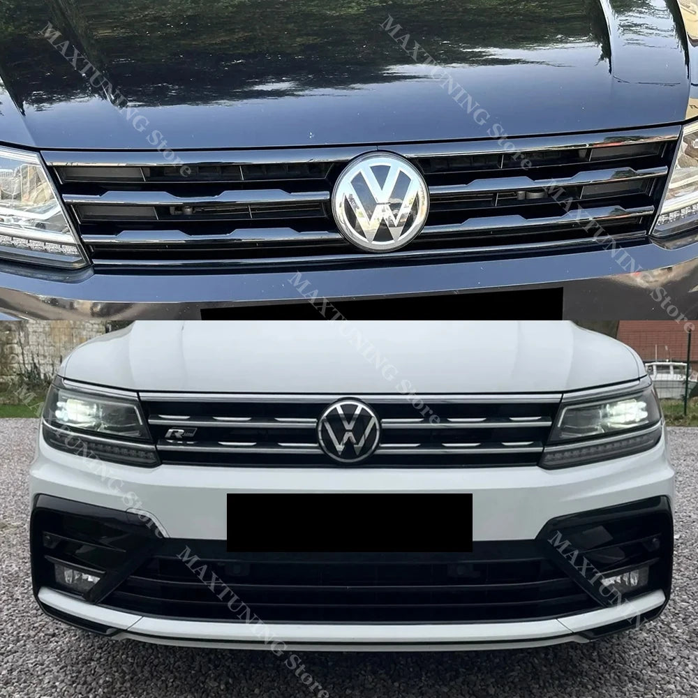 Front Bumper Grille Fog Light Black Trim For VW Tiguan MK2 R-Line 2017-2021