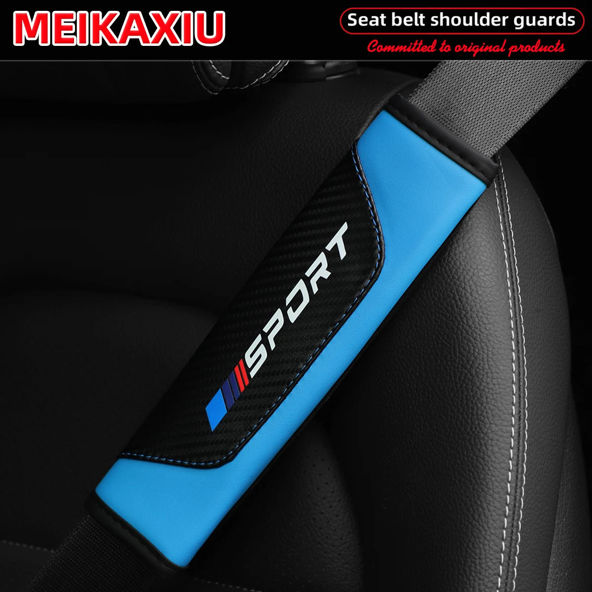 SPORT PU Leather Carbon Fiber Seat Belt Shoulder Pads Universal Safety Belt Covers
