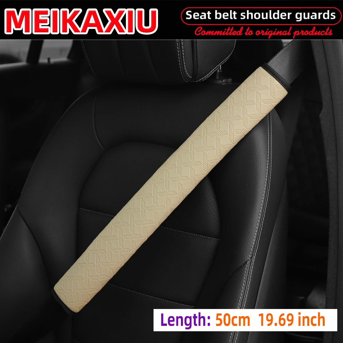 PU Leather XX Pattern Seat Belt Shoulder Pad Cover 50cm Safety Belt Protector