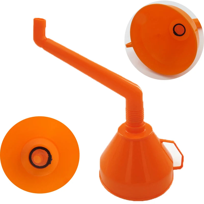 Car Motorcycle Fuel Funnel with Filter Handle for Gas Oil Refilling Tool