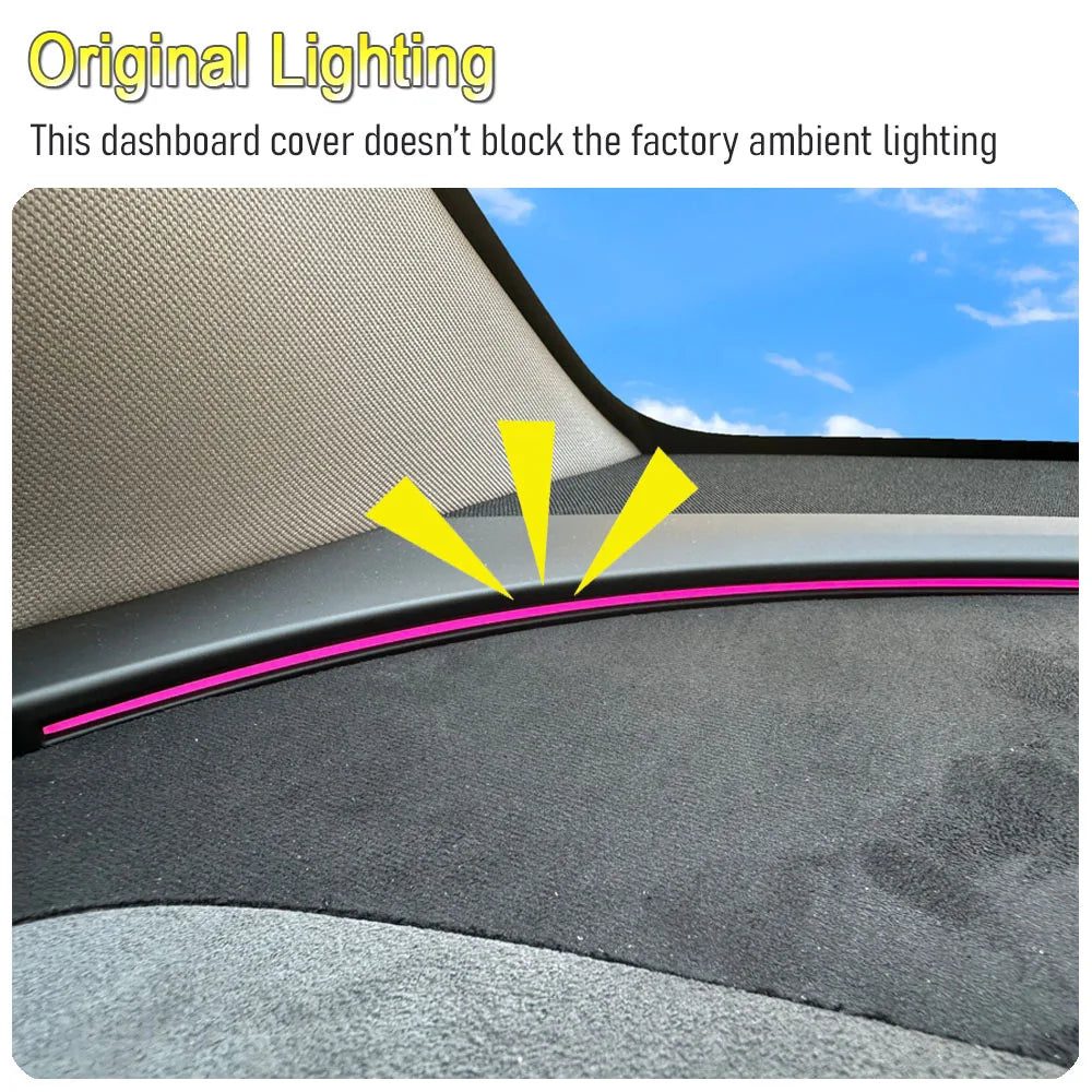 Suede Dashboard Cover Dash Mat for Tesla Model Y Juniper 2025-2026