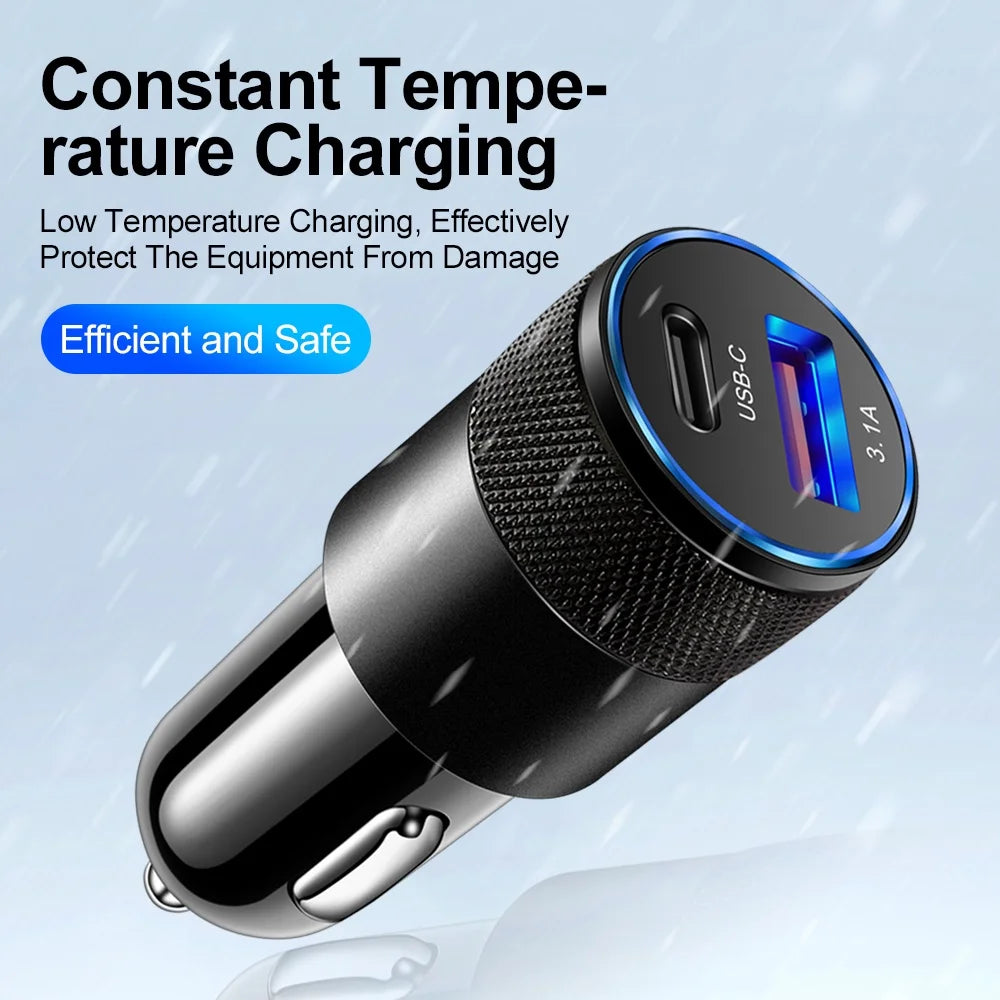 66W USB Car Charger PD Type C Fast Charging Adapter 12V/24V Cigarette Lighter