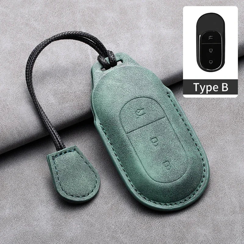 Leather Car Key Case with Keychain for Leapmotor T03, S01, C01 & C11 2023+