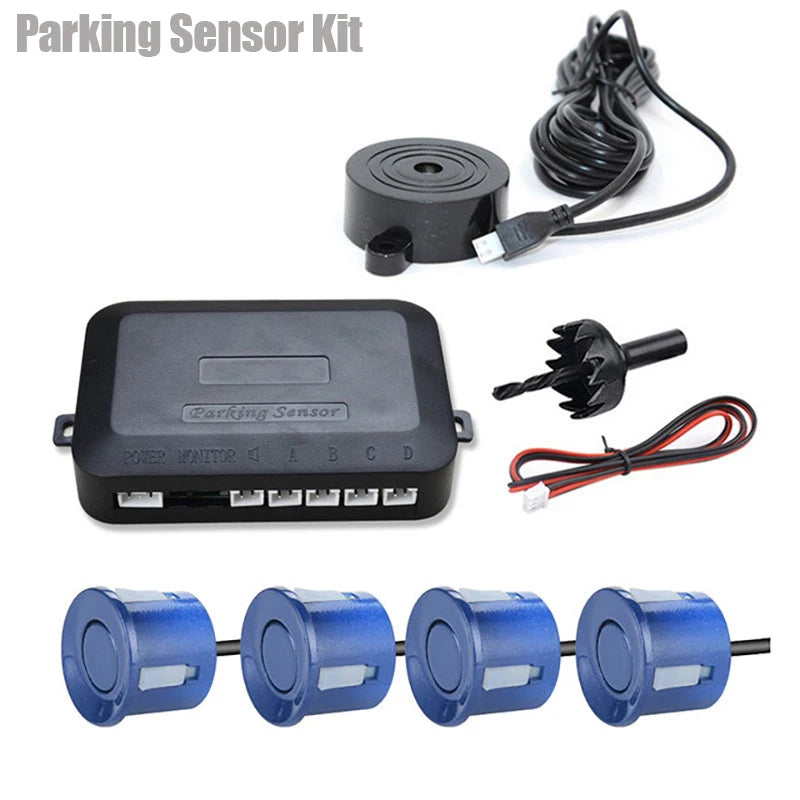 Risingon 12V Car Parking Sensor Kit 4 Sensors 22mm Reverse Backup Radar Buzzer