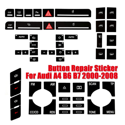 Button Repair Stickers Kit for Audi A4 B6 B7 (2000–2008)