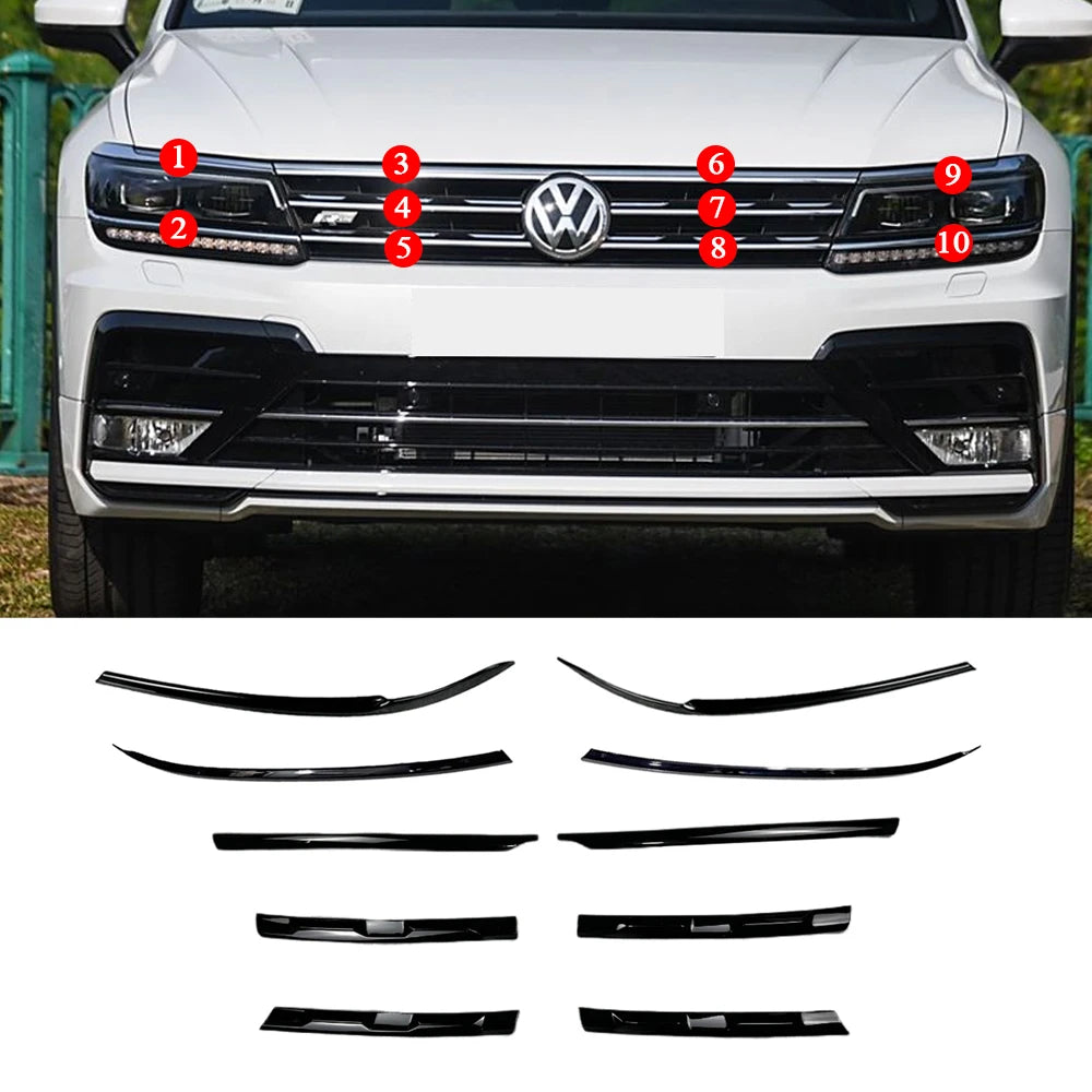 Front Bumper Grille Fog Light Black Trim For VW Tiguan MK2 R-Line 2017-2021