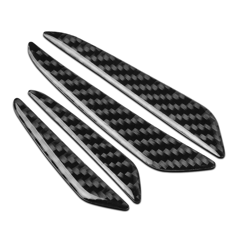 4Pcs Car Door Edge Protector Guards Black Silver Carbon Fiber Style Trim