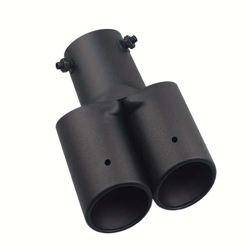 Black Stainless Steel Dual Outlet Slanted Exhaust Tip Universal Car Tailpipe