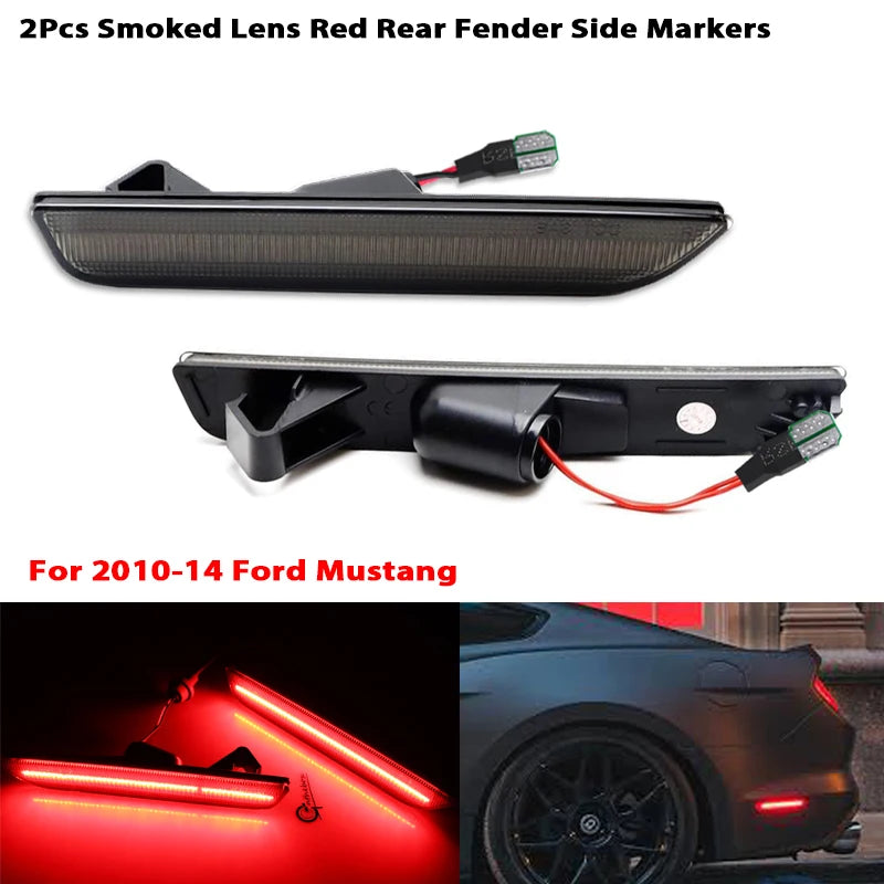 2PCS White Red Amber LED Front Rear Side Indicator for Ford Mustang 2010-2014