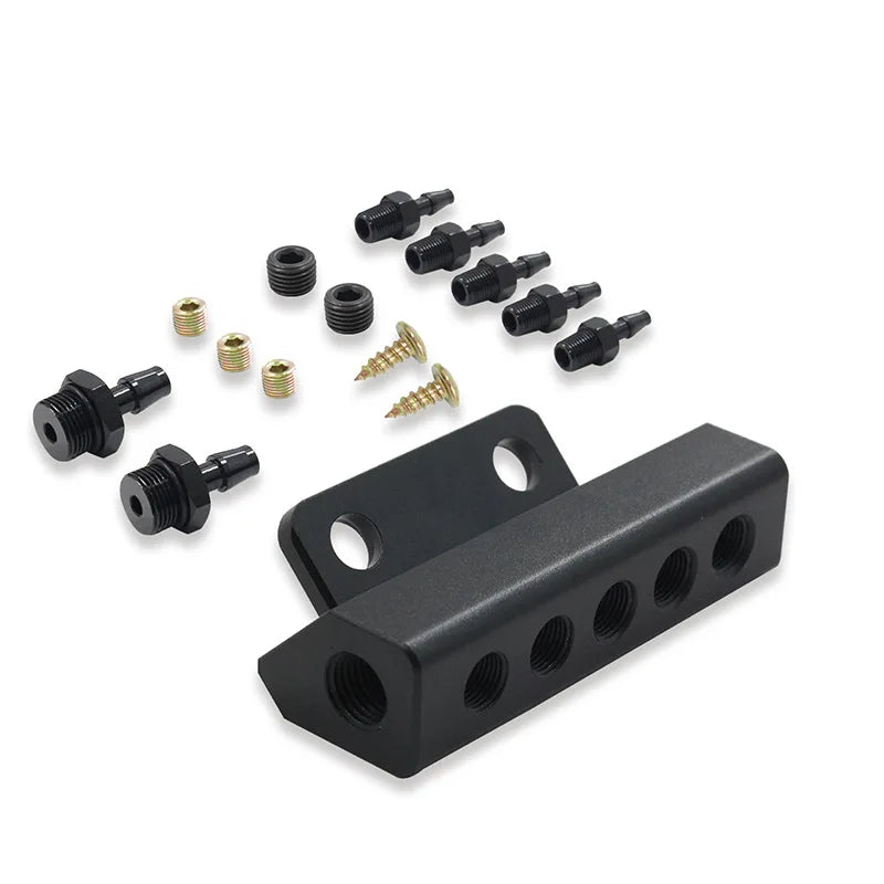 5 Port Vacuum Manifold Block 1/8 NPT Boost Wastegate Turbo Fuel Gas Intake