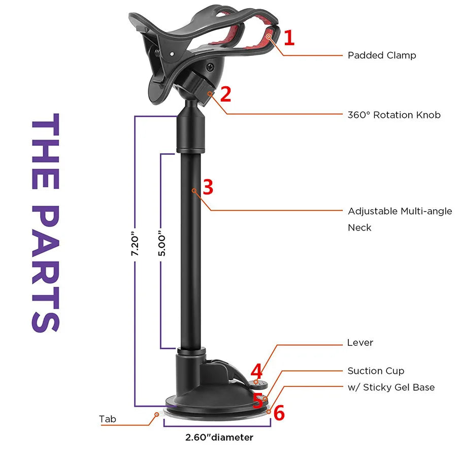 360° Rotating Car Phone Holder Suction Cup Flexible Mount iPhone Samsung