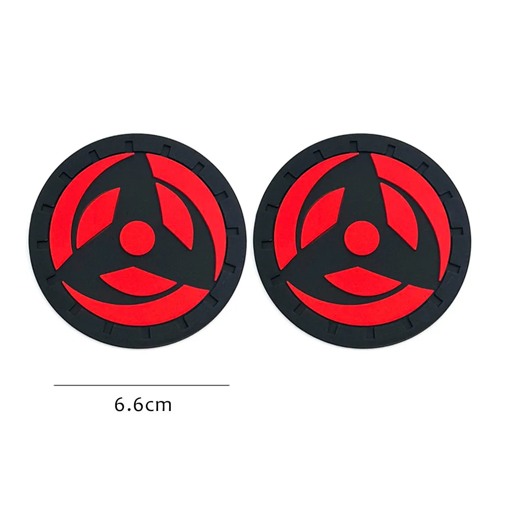 2PCS 6.6CM Anime Car Cup Holder Coasters Anti-Slip Mats Interior Accessories