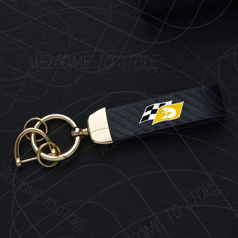 HSV Racing Logo Keychain PU Leather Carbon Fiber Zinc Alloy Keyring