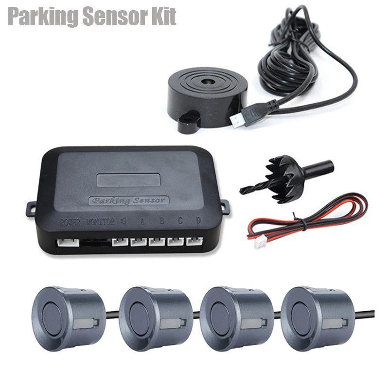 Risingon 12V Car Parking Sensor Kit 4 Sensors 22mm Reverse Backup Radar Buzzer