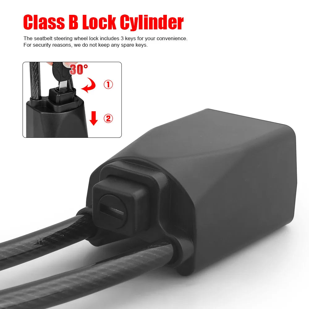 Universal Steering Wheel Lock Anti-Theft Device Steel Cable for Car SUV Truck RV