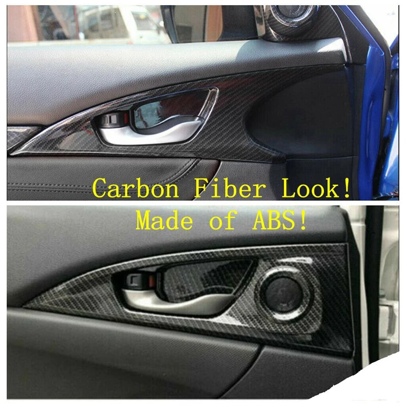 Carbon Fibre Door Handle Bowl Cover Trim for Honda Civic Hatchback 2020 2021
