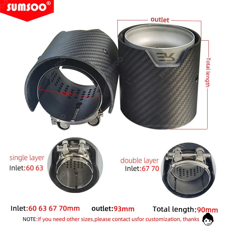 1 x Carbon Fiber Exhaust Tip for BMW M2 M3 M4 M135i M235i M140i M240i