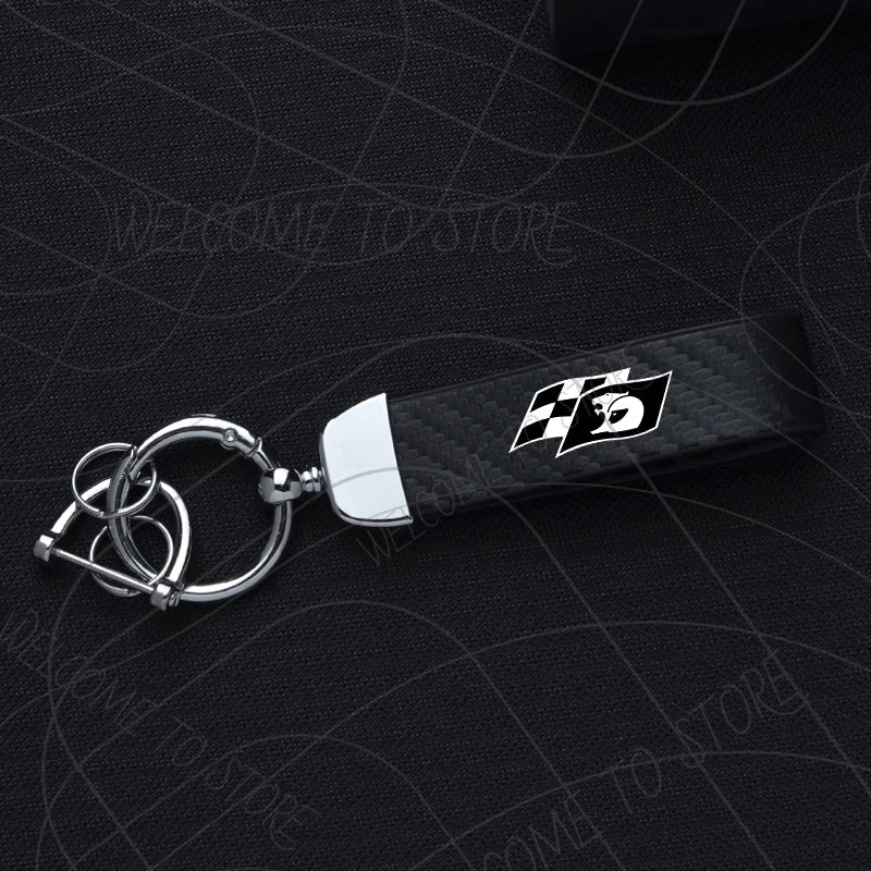 HSV Racing Logo Keychain PU Leather Carbon Fiber Zinc Alloy Keyring