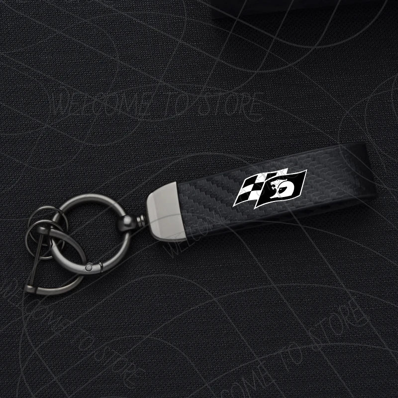 HSV Racing Logo Keychain PU Leather Carbon Fiber Zinc Alloy Keyring