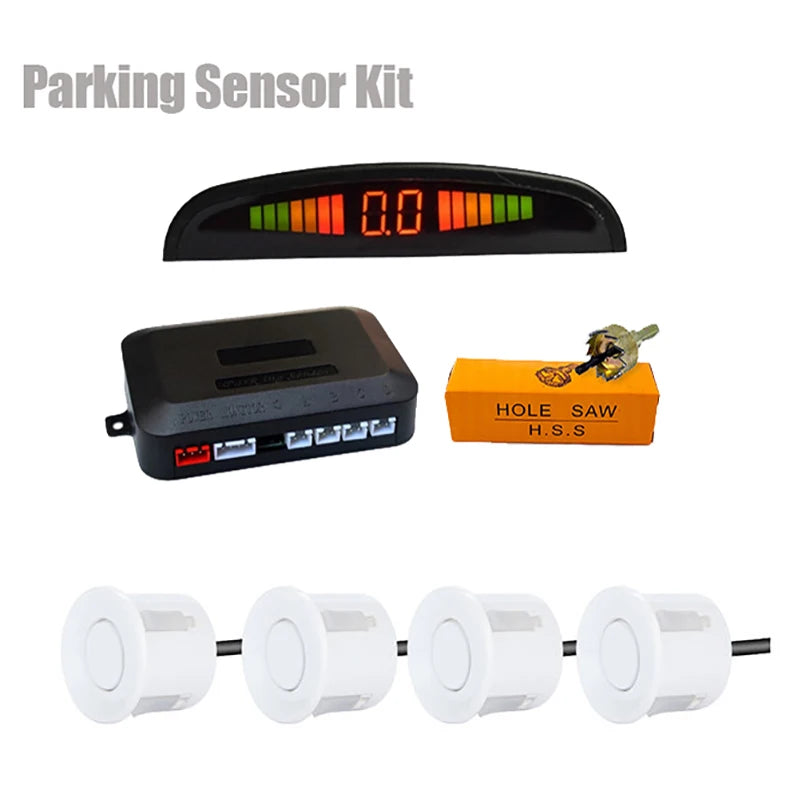 Car LED Parking Sensor Kit 4 Radar Sensors Digital Display Reverse Alarm System