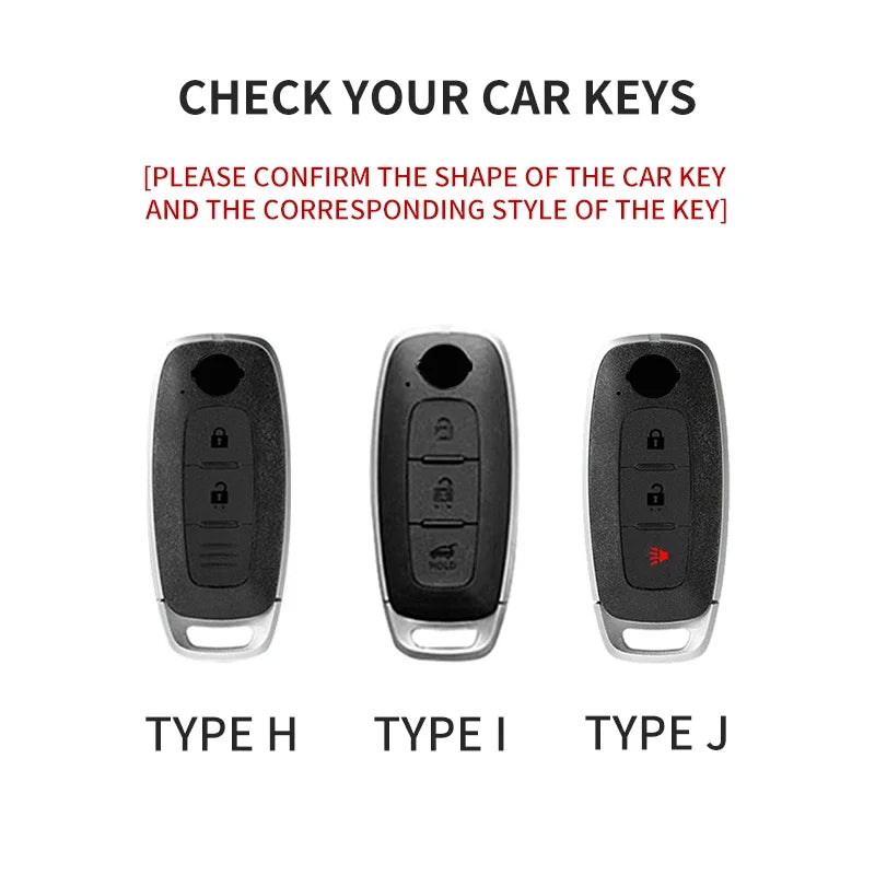 3-Button Suede Smart Key Case Cover with Keyring for Nissan Qashqai X-Trail