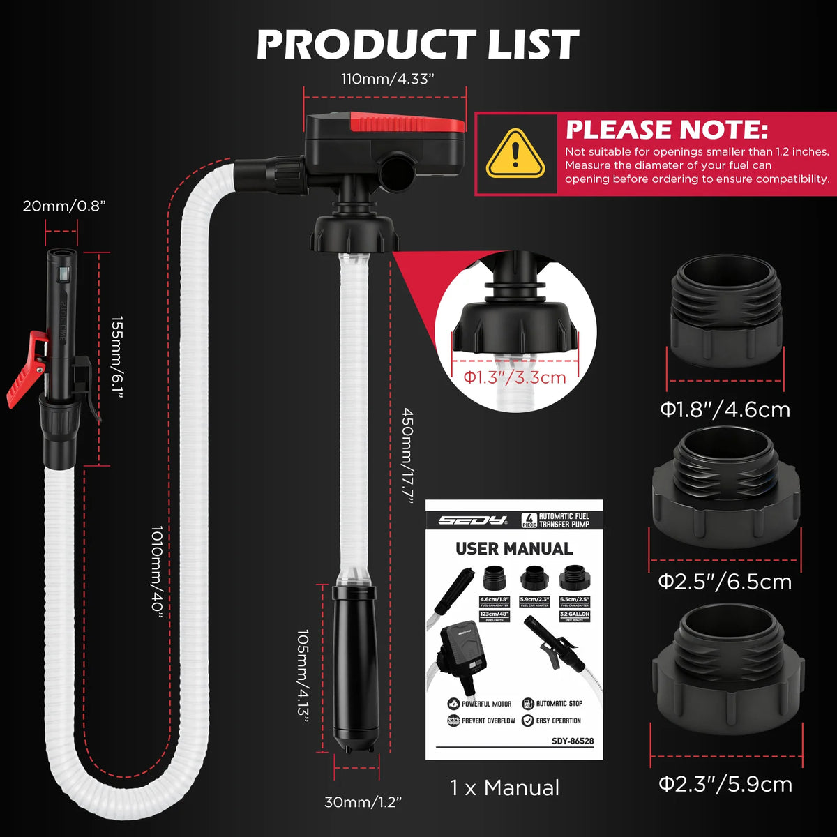 Automatic Fuel Transfer Pump 3.2 GPM Auto Stop Gas Can Battery Powered Kit