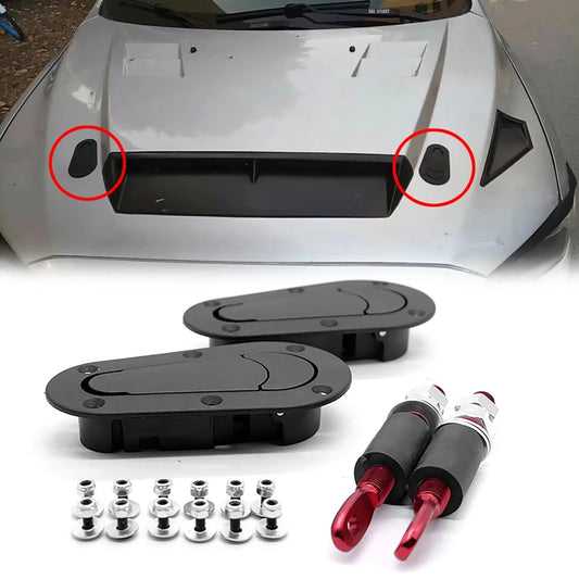 2PCS Universal Black Hood Pin Latch Lock Kit for Racing Cars Engine Bonnet