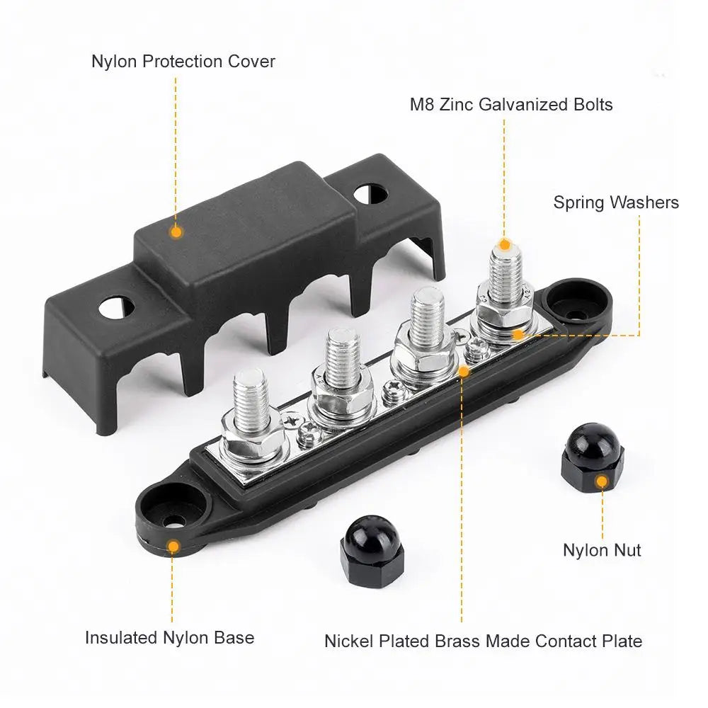 12V/24V/48V 250A Battery Bus Bar Power Distribution Block with Cover