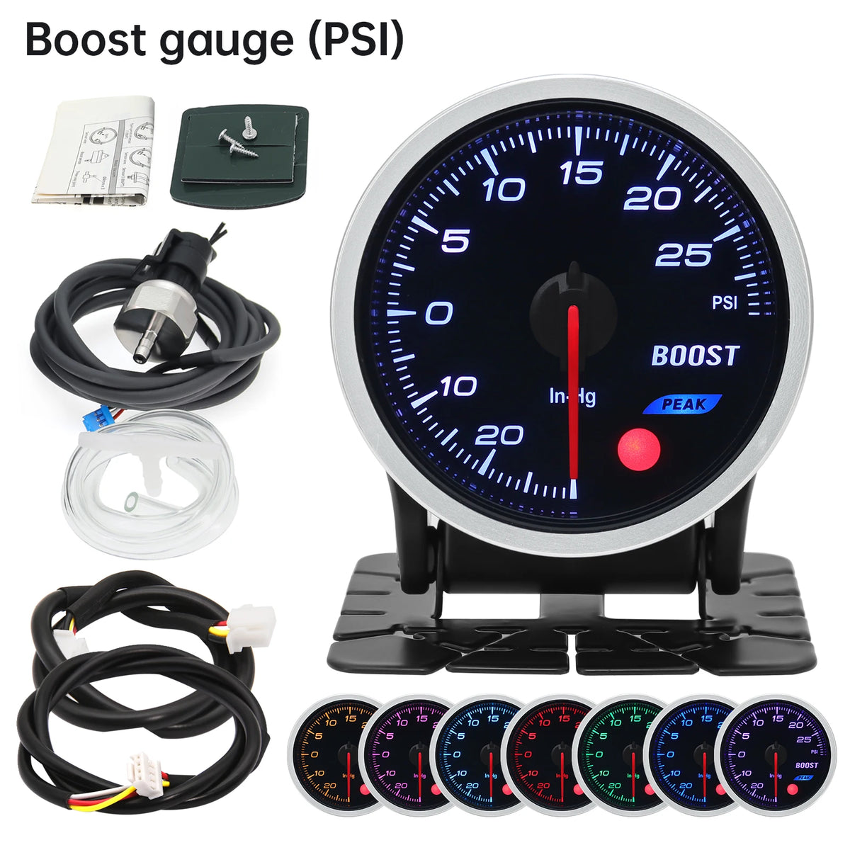 52mm 12V 8 Color Car Gauge Water Oil Temp Pressure EGT Boost Tachometer Meter