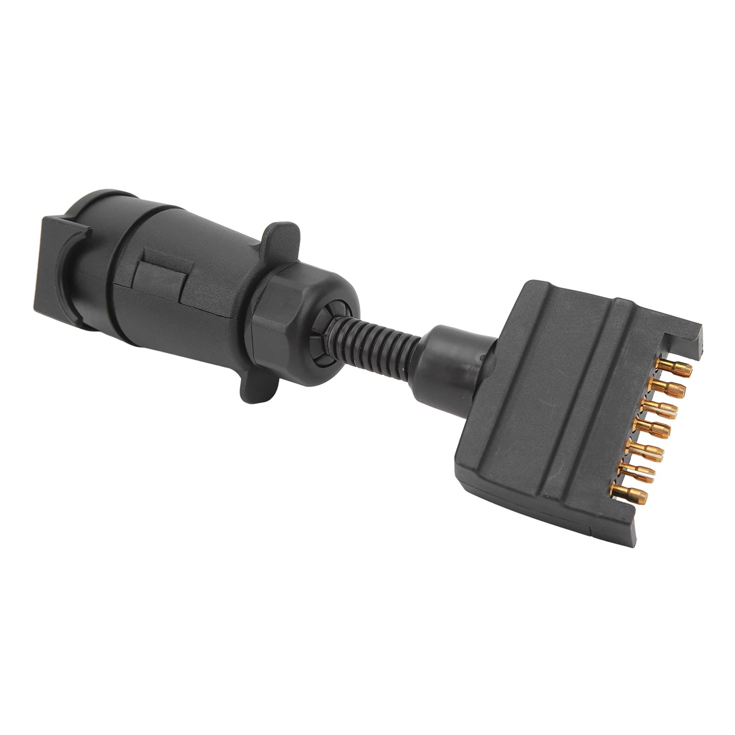7-Pin Round Female to 7-Way Flat Male Trailer Adapter Plug for Caravan, Boat