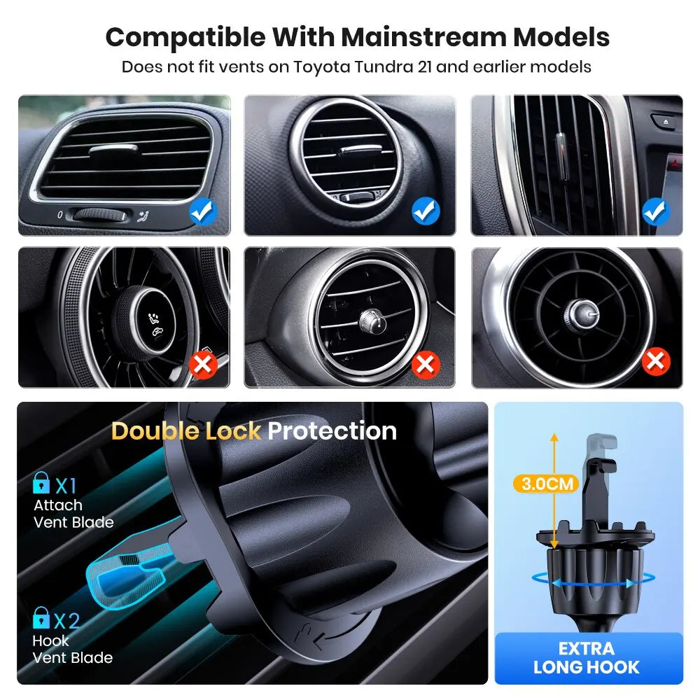 TOPK Car Phone Holder Auto Locking Air Vent Hook Clip Mount iPhone Samsung