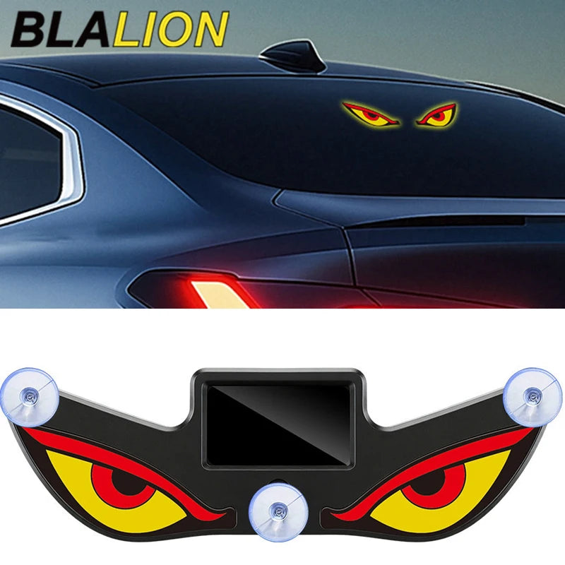 Solar Powered Car Red Yellow Eyes Neon Lamp Interior Decoration Window
