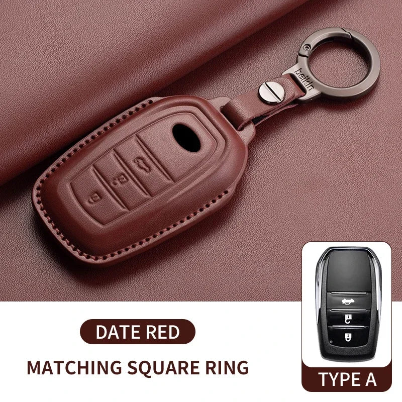 Leather Smart Key Case Cover for Toyota Prius, Camry, Corolla, Avalon, C-HR, RAV4