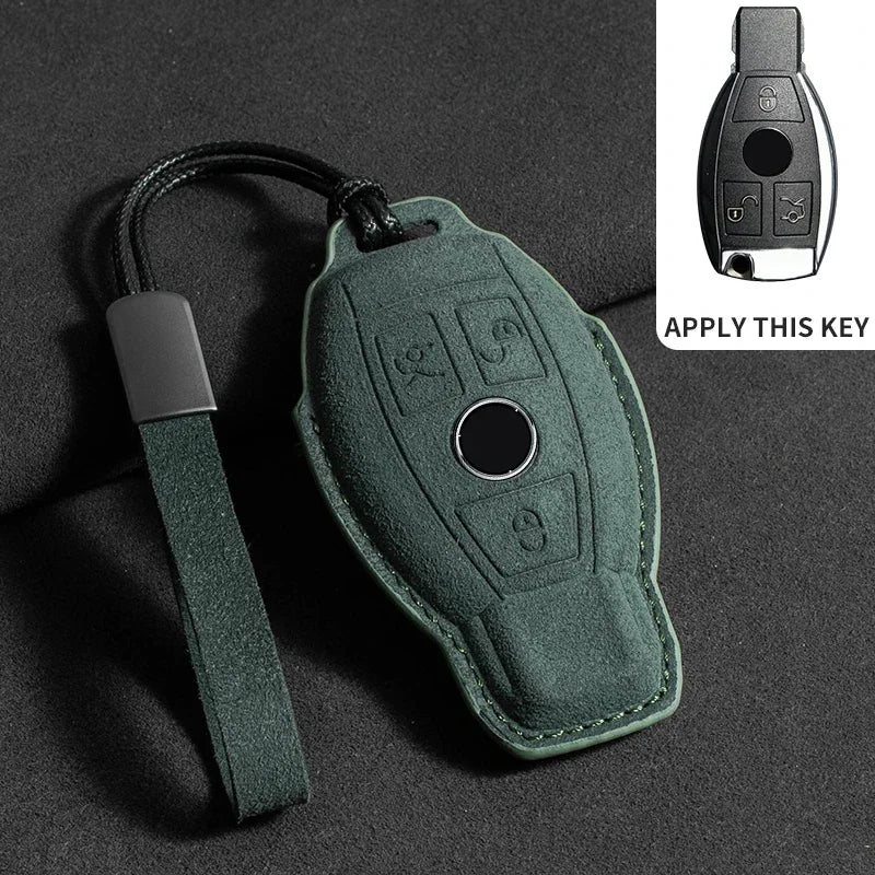 Suede Leather Smart Key Case Cover for Mercedes-Benz E-Class, C-Class 2018–2020