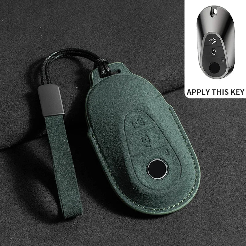 Suede Leather Smart Key Case Cover for Mercedes-Benz E-Class, C-Class 2018–2020