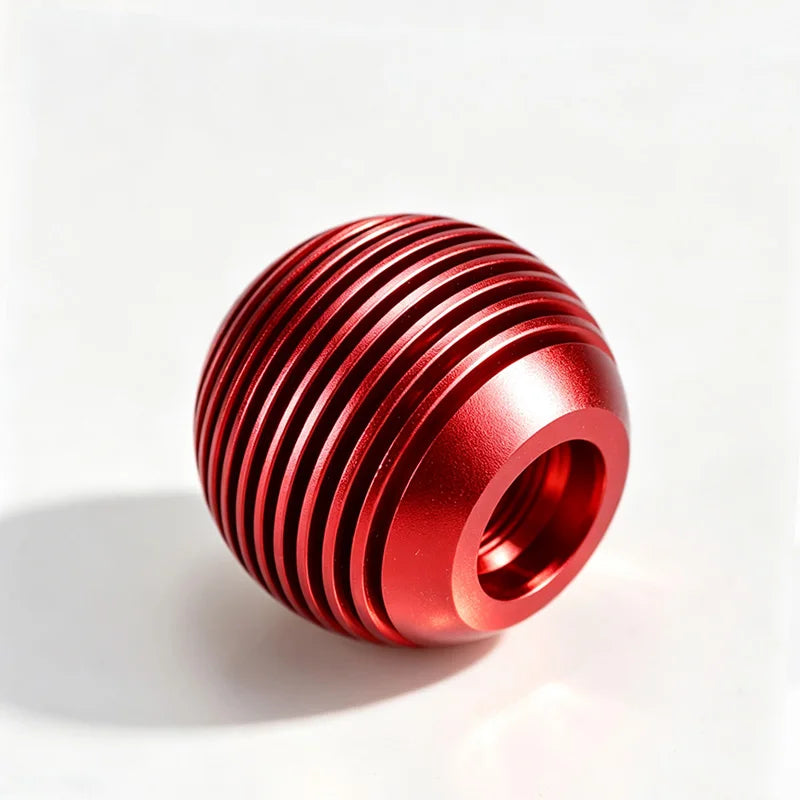 Aluminum Alloy Gear Shift Knob Ribbed Spherical Manual Shifter 3 Adapters