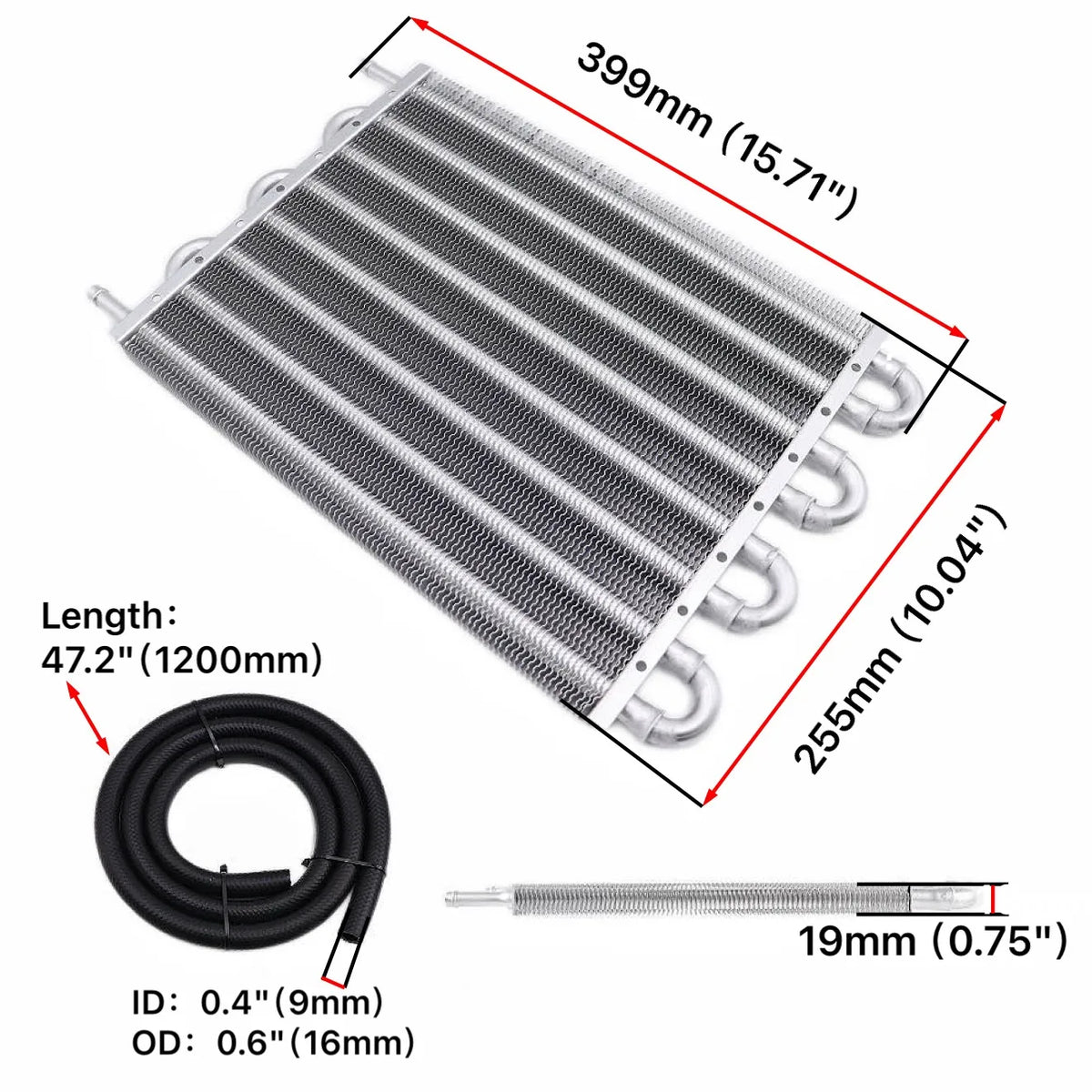 Universal Aluminum Transmission Oil Cooler Kit 4 6 8 Row Auto Manual Radiator