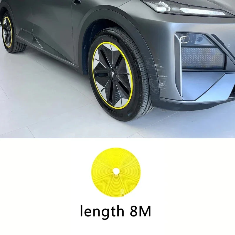 Car Wheel Rubber Protective Strip Rim Guard Trim Green Purple Black White Yellow Blue